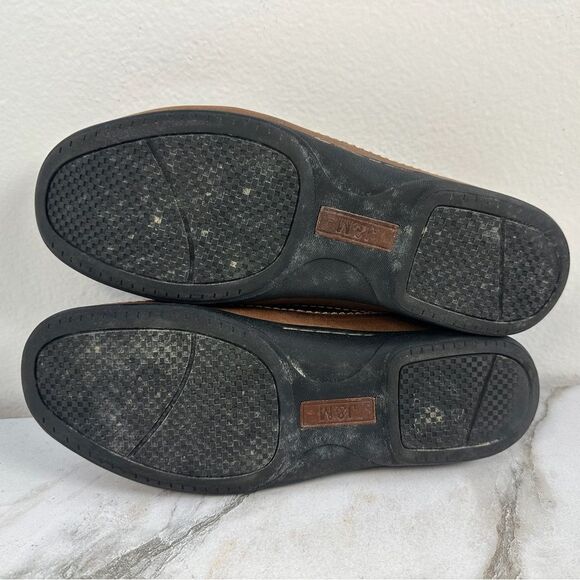 Johnston & Murphy J&M Men\'s Brown Woven Leather Slip On Loafers, Sz 8 main image 5